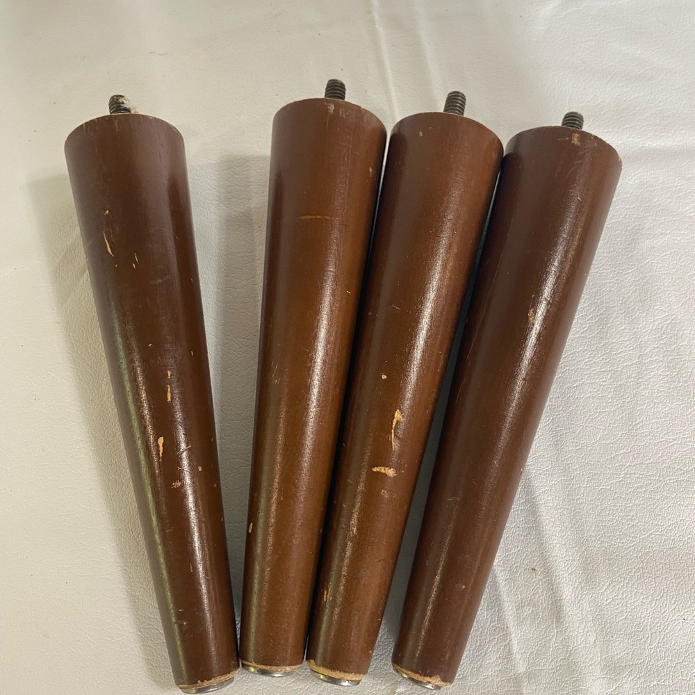 Set of 4 vintage MCM tapered wooden 7” furniture legs.